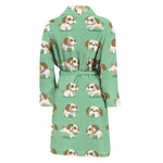 Cartoon Shih Tzu Pattern Print Men's Bathrobe