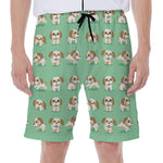 Cartoon Shih Tzu Pattern Print Men's Beach Shorts