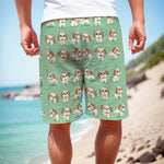 Cartoon Shih Tzu Pattern Print Men's Cargo Shorts