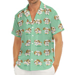 Cartoon Shih Tzu Pattern Print Men's Deep V-Neck Shirt