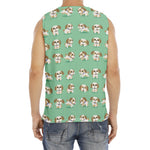 Cartoon Shih Tzu Pattern Print Men's Fitness Tank Top
