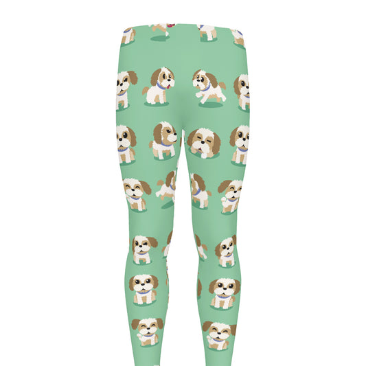 Cartoon Shih Tzu Pattern Print Men's leggings