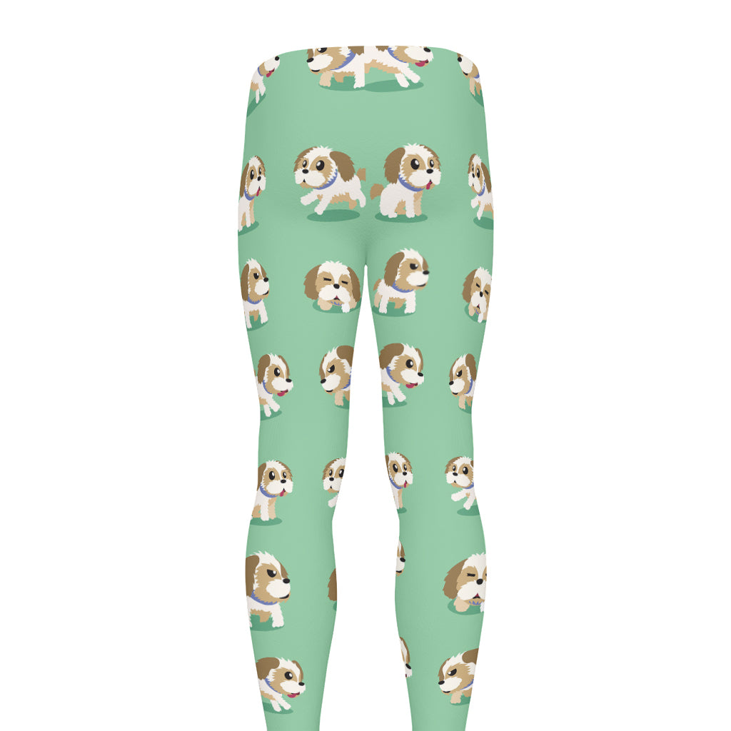 Cartoon Shih Tzu Pattern Print Men's leggings