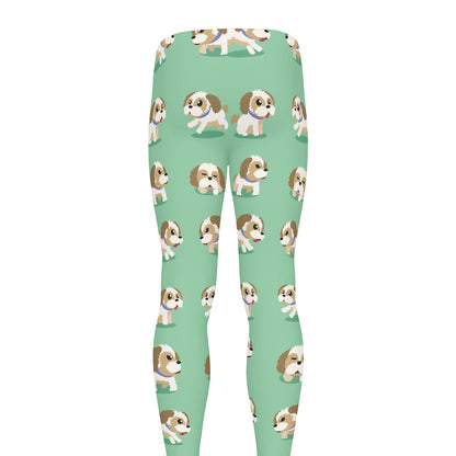 Cartoon Shih Tzu Pattern Print Men's leggings