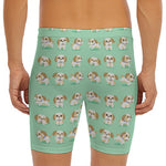 Cartoon Shih Tzu Pattern Print Men's Long Boxer Briefs