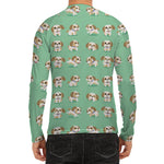 Cartoon Shih Tzu Pattern Print Men's Long Sleeve Rash Guard