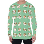 Cartoon Shih Tzu Pattern Print Men's Long Sleeve T-Shirt