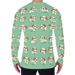 Cartoon Shih Tzu Pattern Print Men's Long Sleeve T-Shirt