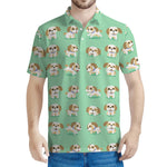 Cartoon Shih Tzu Pattern Print Men's Polo Shirt