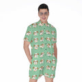 Cartoon Shih Tzu Pattern Print Men's Romper