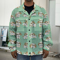 Cartoon Shih Tzu Pattern Print Men's Shirt Jacket