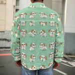 Cartoon Shih Tzu Pattern Print Men's Shirt Jacket