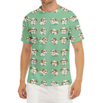 Cartoon Shih Tzu Pattern Print Men's Short Sleeve Rash Guard