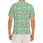 Cartoon Shih Tzu Pattern Print Men's Short Sleeve Rash Guard