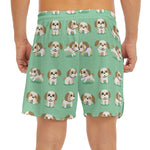 Cartoon Shih Tzu Pattern Print Men's Split Running Shorts