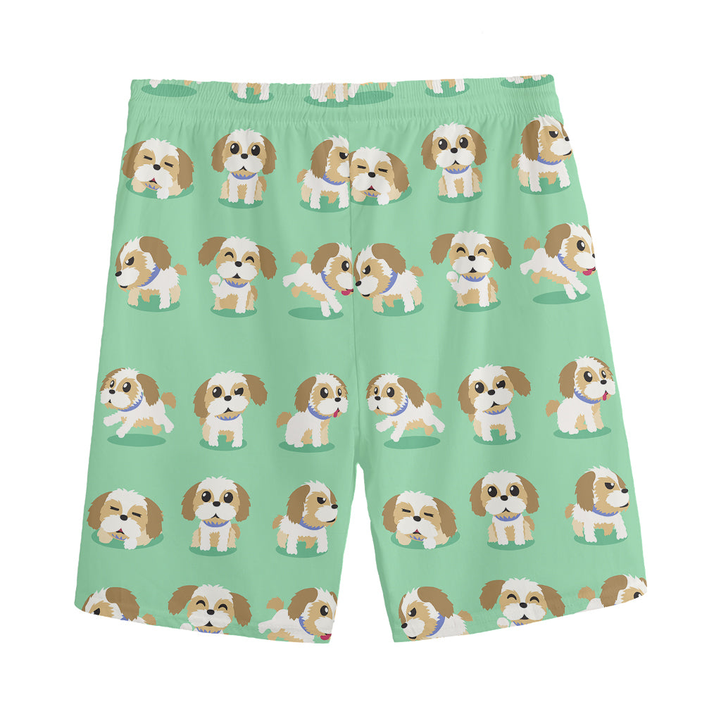Cartoon Shih Tzu Pattern Print Men's Sports Shorts