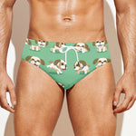 Cartoon Shih Tzu Pattern Print Men's Swim Briefs