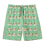 Cartoon Shih Tzu Pattern Print Men's Swim Trunks