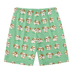 Cartoon Shih Tzu Pattern Print Men's Swim Trunks