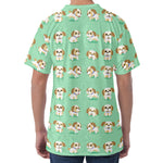 Cartoon Shih Tzu Pattern Print Men's Velvet T-Shirt