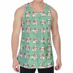 Cartoon Shih Tzu Pattern Print Men's Velvet Tank Top