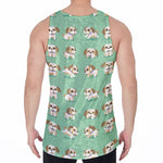 Cartoon Shih Tzu Pattern Print Men's Velvet Tank Top