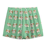 Cartoon Shih Tzu Pattern Print Mesh Shorts