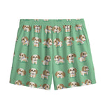 Cartoon Shih Tzu Pattern Print Mesh Shorts