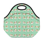 Cartoon Shih Tzu Pattern Print Neoprene Lunch Bag