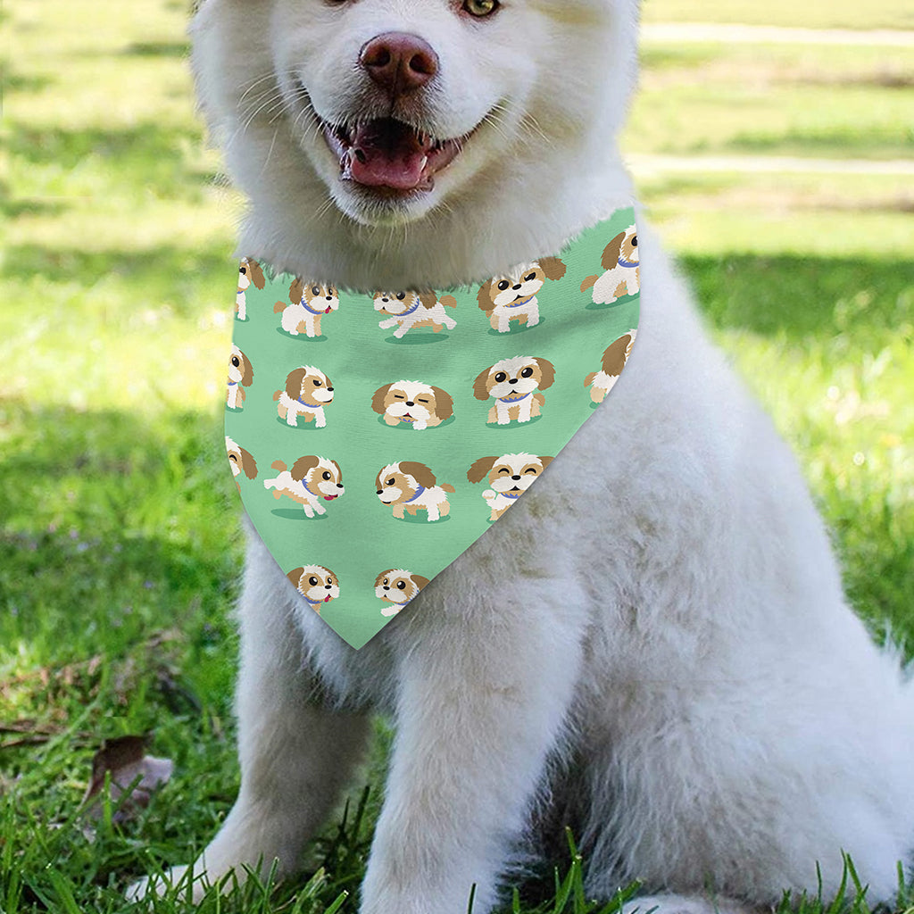 Cartoon Shih Tzu Pattern Print Over The Collar Dog Bandana