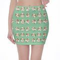 Cartoon Shih Tzu Pattern Print Pencil Mini Skirt