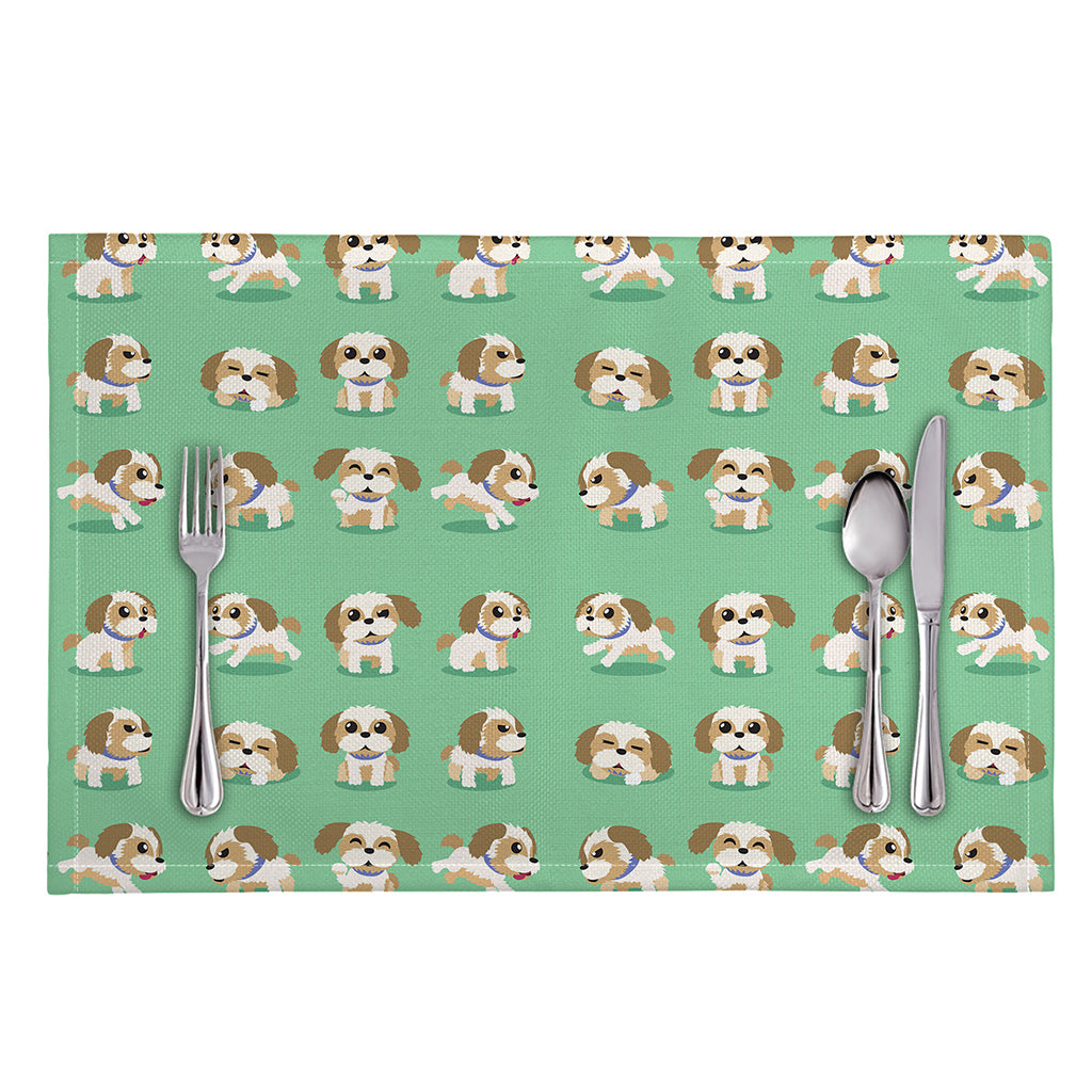 Cartoon Shih Tzu Pattern Print Placemat