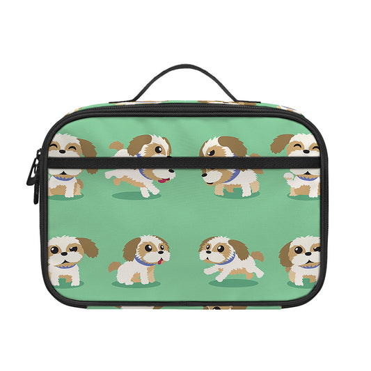 Cartoon Shih Tzu Pattern Print Portable Lunch Bag