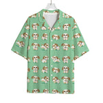 Cartoon Shih Tzu Pattern Print Rayon Hawaiian Shirt