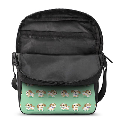 Cartoon Shih Tzu Pattern Print Rectangular Crossbody Bag