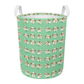 Cartoon Shih Tzu Pattern Print Round Laundry Basket