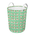 Cartoon Shih Tzu Pattern Print Round Laundry Basket