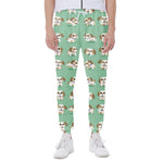 Cartoon Shih Tzu Pattern Print Scuba Joggers