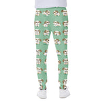 Cartoon Shih Tzu Pattern Print Scuba Joggers