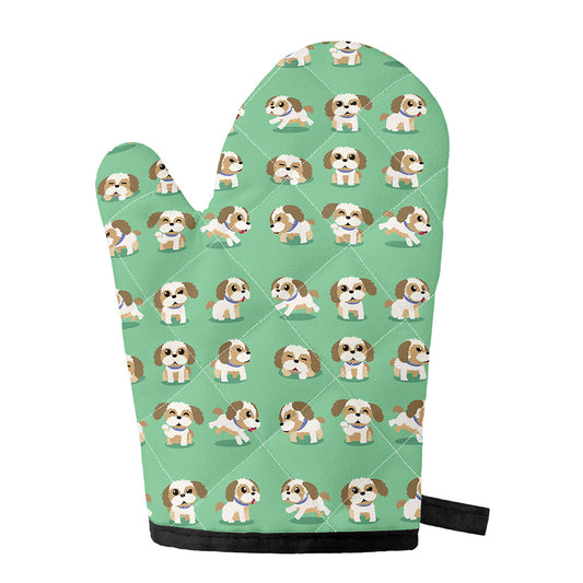 Cartoon Shih Tzu Pattern Print Single Oven Mitt