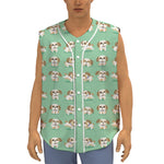 Cartoon Shih Tzu Pattern Print Sleeveless Baseball Jersey