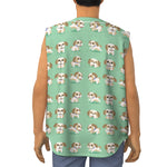 Cartoon Shih Tzu Pattern Print Sleeveless Baseball Jersey