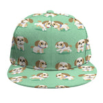 Cartoon Shih Tzu Pattern Print Snapback Cap