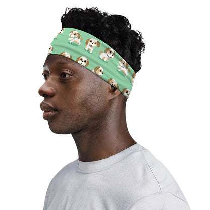 Cartoon Shih Tzu Pattern Print Sports Headband