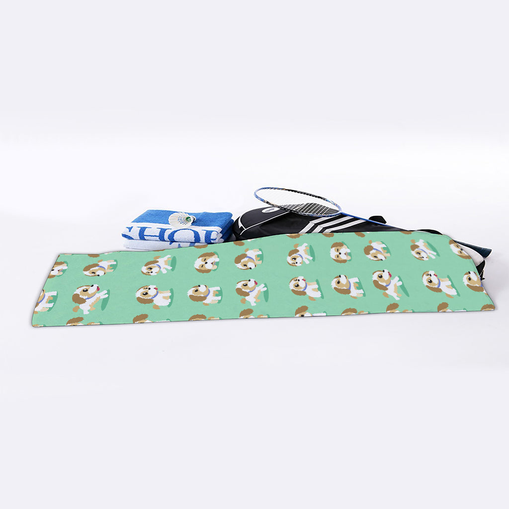 Cartoon Shih Tzu Pattern Print Sports Towel