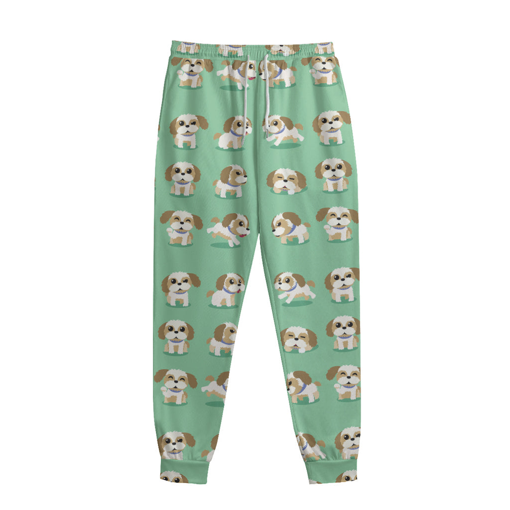 Cartoon Shih Tzu Pattern Print Sweatpants