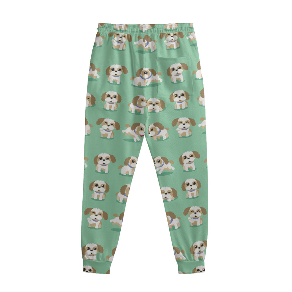 Cartoon Shih Tzu Pattern Print Sweatpants