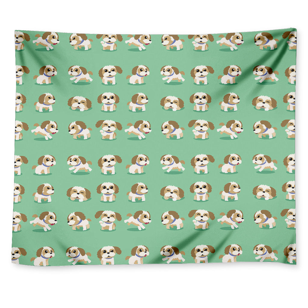 Cartoon Shih Tzu Pattern Print Tapestry