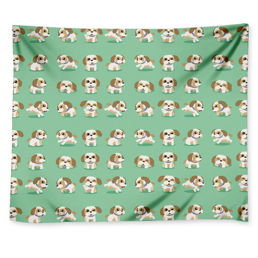 Cartoon Shih Tzu Pattern Print Tapestry