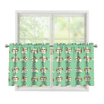 Cartoon Shih Tzu Pattern Print Tier Curtains